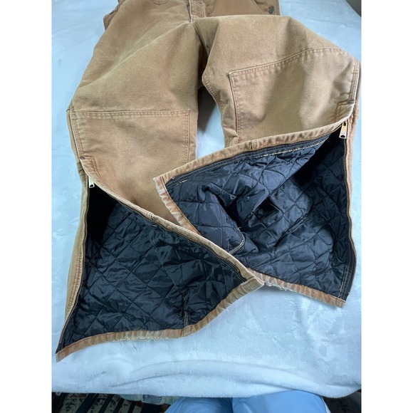 Carhartt 42 x 30 Duck Insulated Bib Overalls R27 Double Knee Union Made USA - Picture 5 of 15